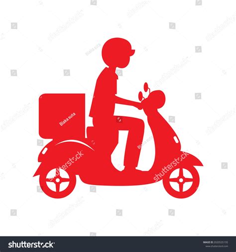 Delivery Man Riding Scooter Illustration Food Stock Vector Royalty