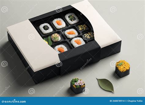 Sushi Branding And Packaging Mockup AI Generation Stock Illustration