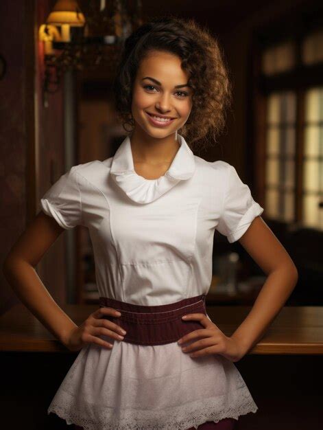 Premium Ai Image Hot House Maid Cute Girl Smiling Photo Wear Mini