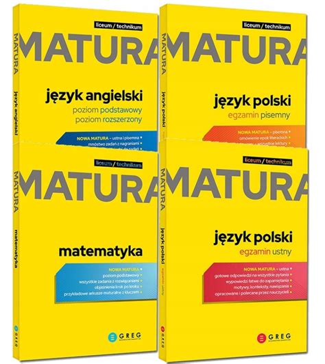 Matura 2024 MATEMATYKA POLSKI ANGIELSKI PAKIET GREG 15140253024