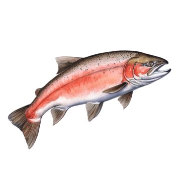 Salmon Fish Water Color Sketch Line Art Salmon Fish Watercolor Png