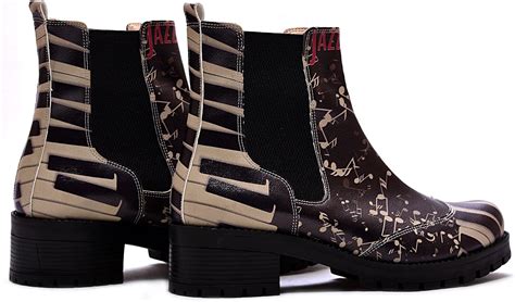 Goby Women S Shoes Piano Keys Pattern Chelsea Boots Las