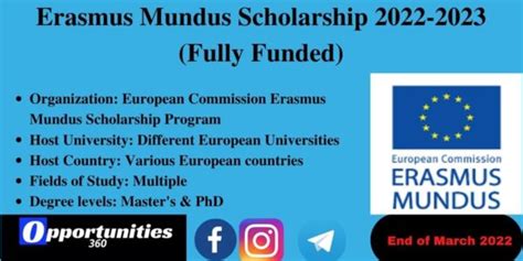 Erasmus Mundus Exchange Scholarship Fully Funded