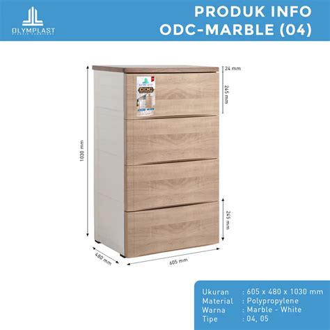 ODC 04 WOOD Laci Penyimpanan Plastik Modern 4 Susun Drawer Cabinet