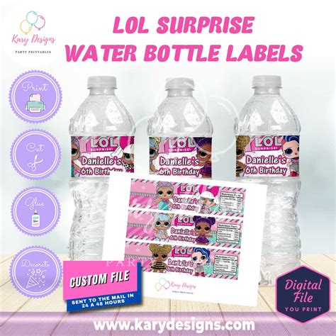 Lol Surprise Water Bottle Labels Kary Designs