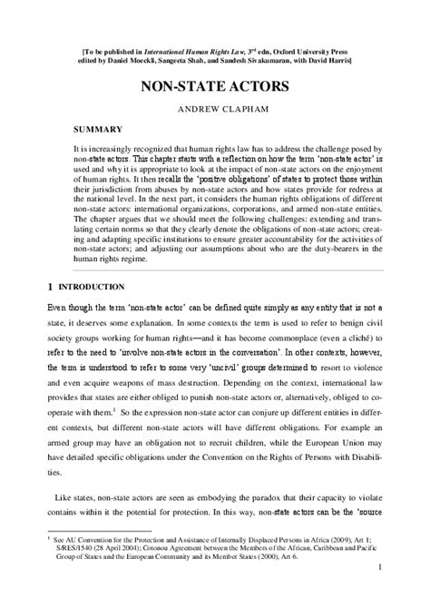 Pdf The Challenge Of Non State Actors For Human Rights Law