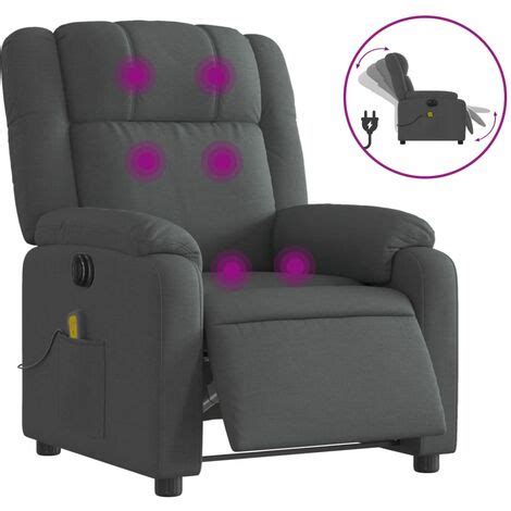 Fauteuil inclinable de massage électrique gris foncé tissu