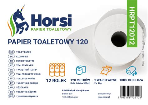 Papier toaletowy biały JUMBO 120m 12szt Horsi Polski producent