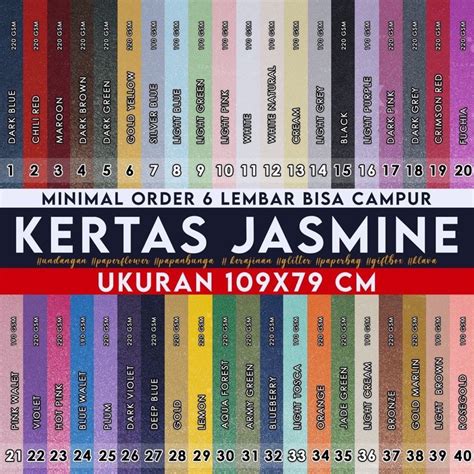 Jual Kertas Jasmine Plano 79 X 109 Cm Kertas Undangan Kerajinan