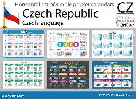 Czech Horizontal Pocket Calendar for 2022 Stock Vector - Illustration ...