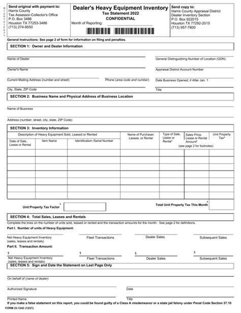 Form 23 1242 2022 Fill Out Sign Online And Download Fillable Pdf Harris County Texas