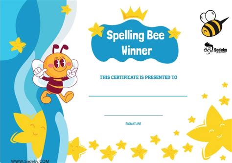 Spelling Bee Winner Certificate Pdf Free Printable Template Sadeky