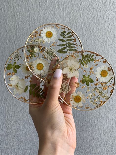 Resin Coasters Dried Flower Coasters Pressed Flowers Etsy Uk