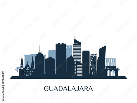 Guadalajara skyline, monochrome silhouette. Vector illustration. Stock ...