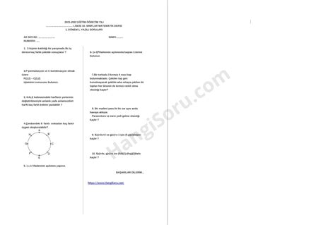 10 Sınıf Matematik 1 Dönem 1 Yazılı Soruları 2022 2023 Hangisoru