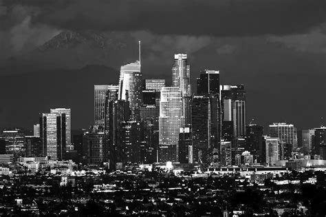 B&W Los Angeles Print, Black and White LA Skyline Night Skyline, Los Angeles Photo Print, Los ...