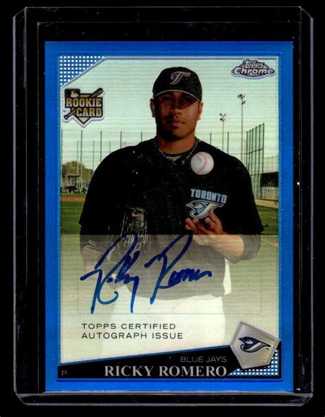 2009 Topps Chrome 234 Ricky Romero Rookie Autograph Blue Refractor EBay