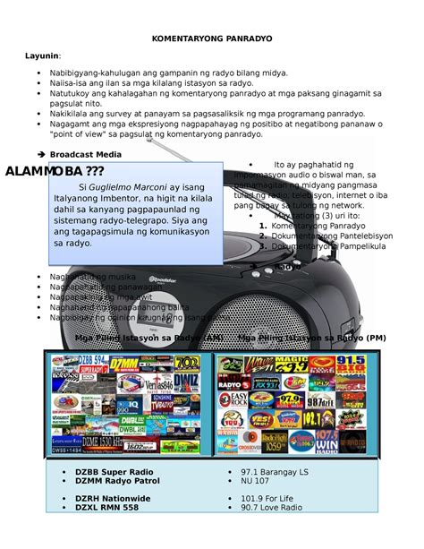Komentaryongpanradyo Komentaryong Panradyo Layunin Nabibigyang