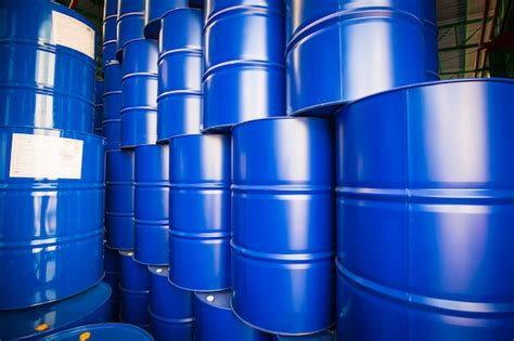 Premium Photo Oil Barrels Blue Or Chemical Drums Vertical Stacked