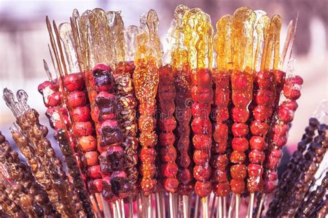 Tanghulu, Chinese Candied Fruit on the Stick, Chinese Food Stock Photo ...