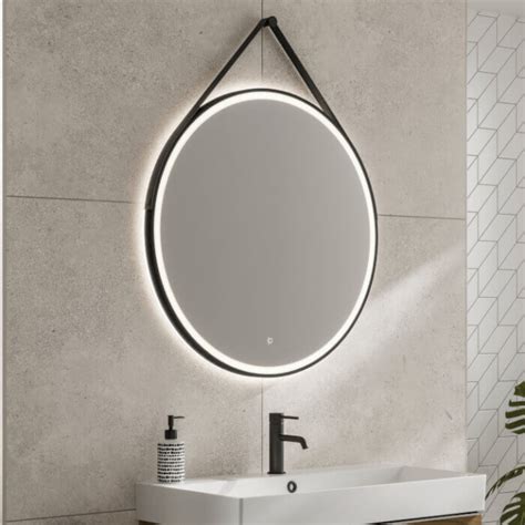 Hib Solstice Round Led Illuminated Mirror 800mm Black Frame