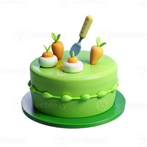 Green Carrot Cake With Trowel 52557019 Png