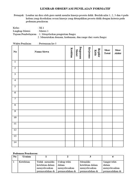 Lembar Penilaian Formatif Dan Sumatif Pdf