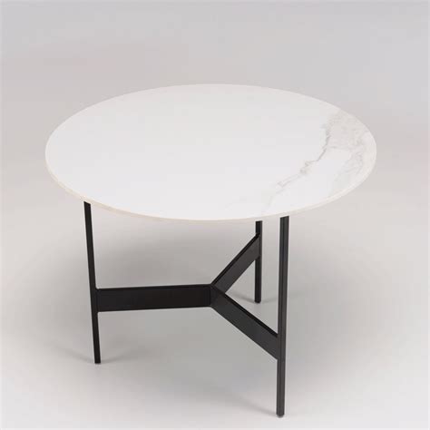 Table basse ronde 50 cm plateau pierre marbrée CORUMBA Tables basses