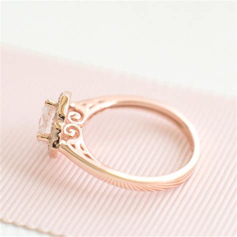 Rose Gold Promise Ring Unique Engagement Ring Vintage - Etsy