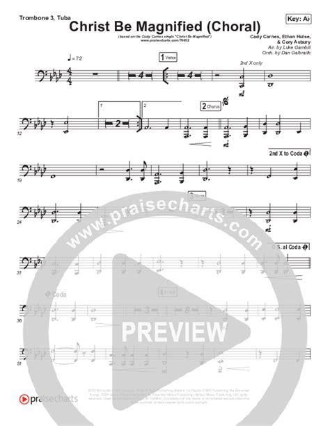 Christ Be Magnified Choral Anthem Satb Trombone Tuba Sheet Music Pdf