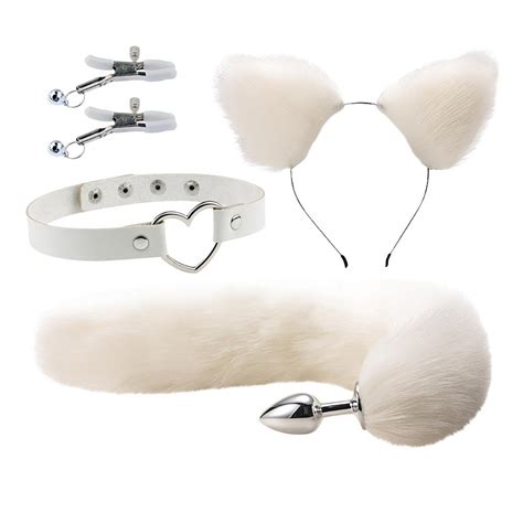 Cheap Couples Cosplay With Tail Plush Cat Ears Headbands Hair