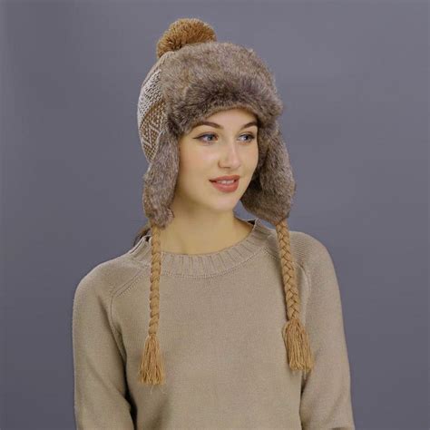 Buy Warm Women Winter Hat With Ear Flaps Snow Ski Thick Knit Wool