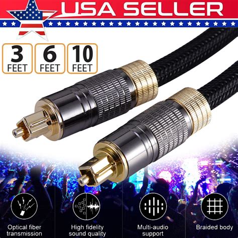 Toslink Optical Cable Digital Audio Sound Fiber Optic Spdif Cord Wire Dolby Dts Ebay