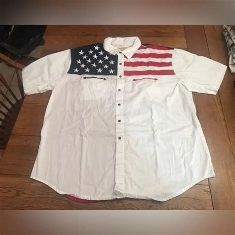 Scully Shirts Mens Xxl Scully American Flag Western Shirt Red White