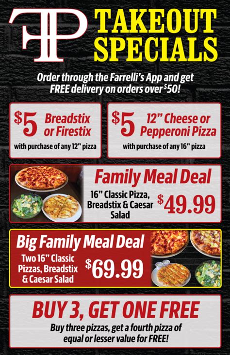 Takeout Specials Farrelli S Pizza