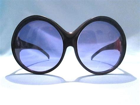 Vintage 1960s Renauld Oversize Round Black Sunglasses ~ Italy Black Sunglasses Sunglasses