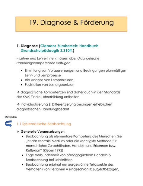 Diagnose Und Fo Rderung Zusammenfassung 1 Diagnose Clemens