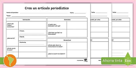 Actividad Crear Un Articulo Period Stico Gu A De Trabajo