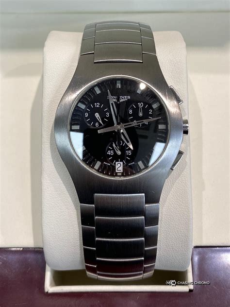 Longines Opposition Chronograph Black Face Stainless Steel L