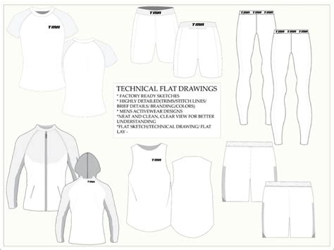 A Detailed Flat Sketch Technical Drawing Upwork