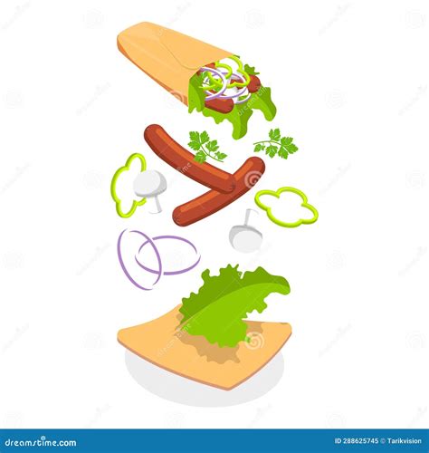 3d Isometric Flat Vector Set Of Shawarmas Item 3 Stock Vector