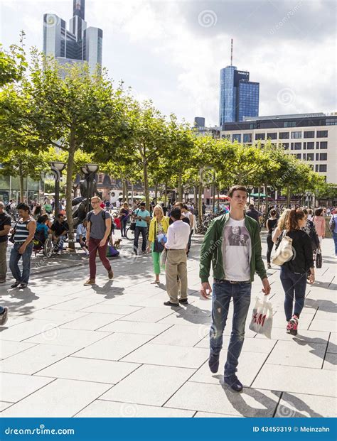 People Walk Along The Zeil In Frankfurt Am Main Editorial Stock Image