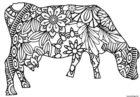 Coloriage Vache Mandala Adulte JeColorie