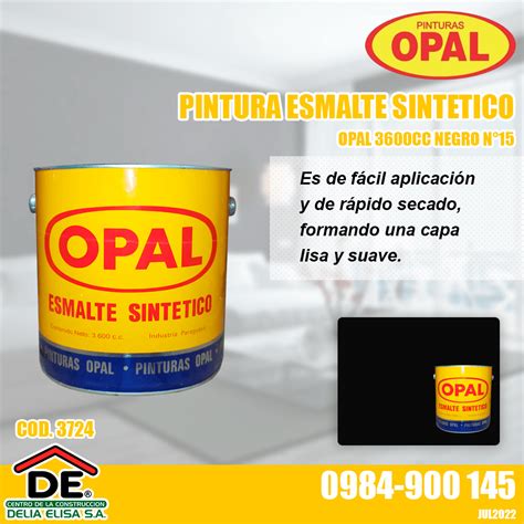 PINTURA ESMALTE SINTETICO OPAL 3 6 LTS NEGRO N15 Delia Elisa S A