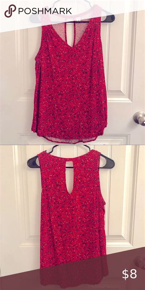 Old Navy Flowy Red Speckled V Neck Tank Long Tank Tops Casual Tank