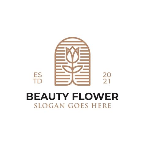 Premium Vector Line Art Style Logos Of Beauty Flower