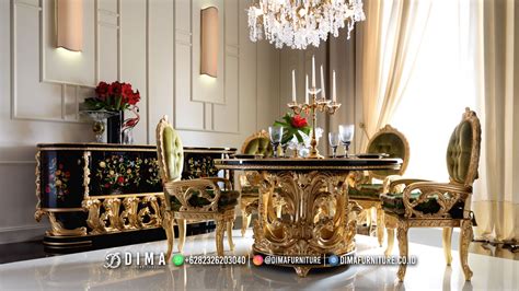 Meja Makan Mewah Model Terbaru Luxury Carving Philips Df Wa