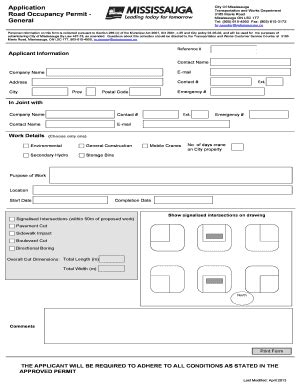 Fillable Online Mississauga Transportation And Works Department