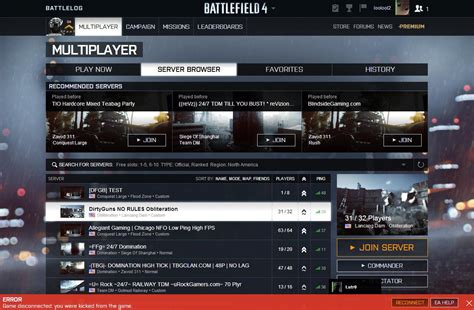 Bf Error Game Disconnected You Were Kicked From The Game Every