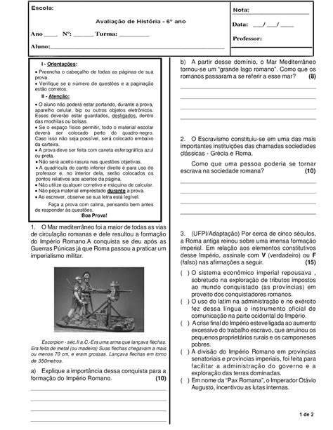 HISTÓRIA 6 ANO ATIVIDADES AVALIAÇÕES PROVAS TESTES EXERCÍCIOS PARA